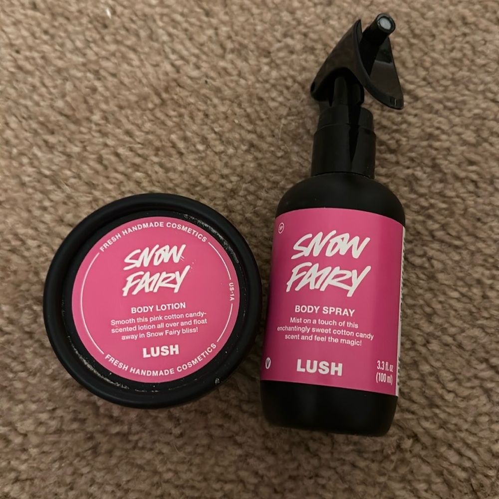 Lush snow fairy body lotion and body spray never used